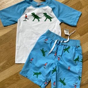 Hanna Andersson Swim Set Rash Guard size 120, Swim Trunks size 110 NWT